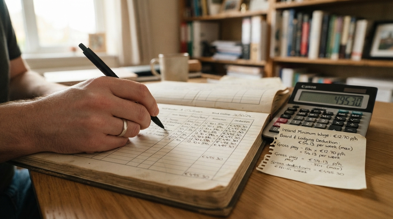 someone keeping financial records for The Minimum Wage Calculation for Live-in Staff in Ireland
